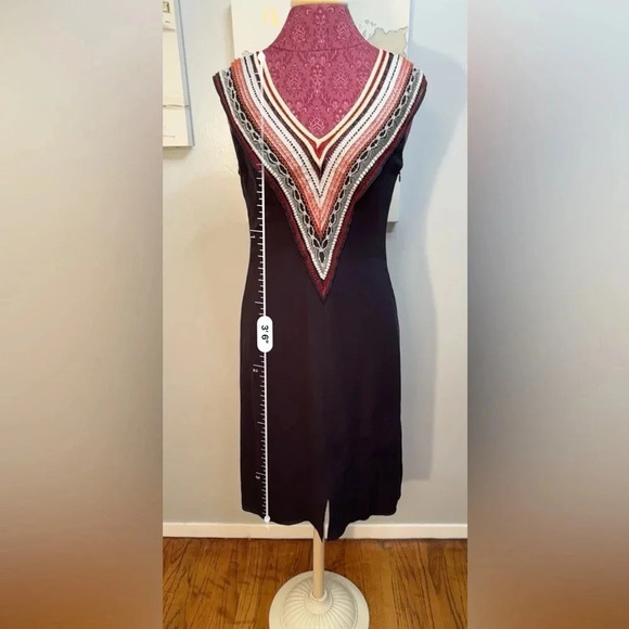 Carolina Herrera Navy Sleeveless Silk Midi Dress Women Size L, 10 - Picture 2 of 8